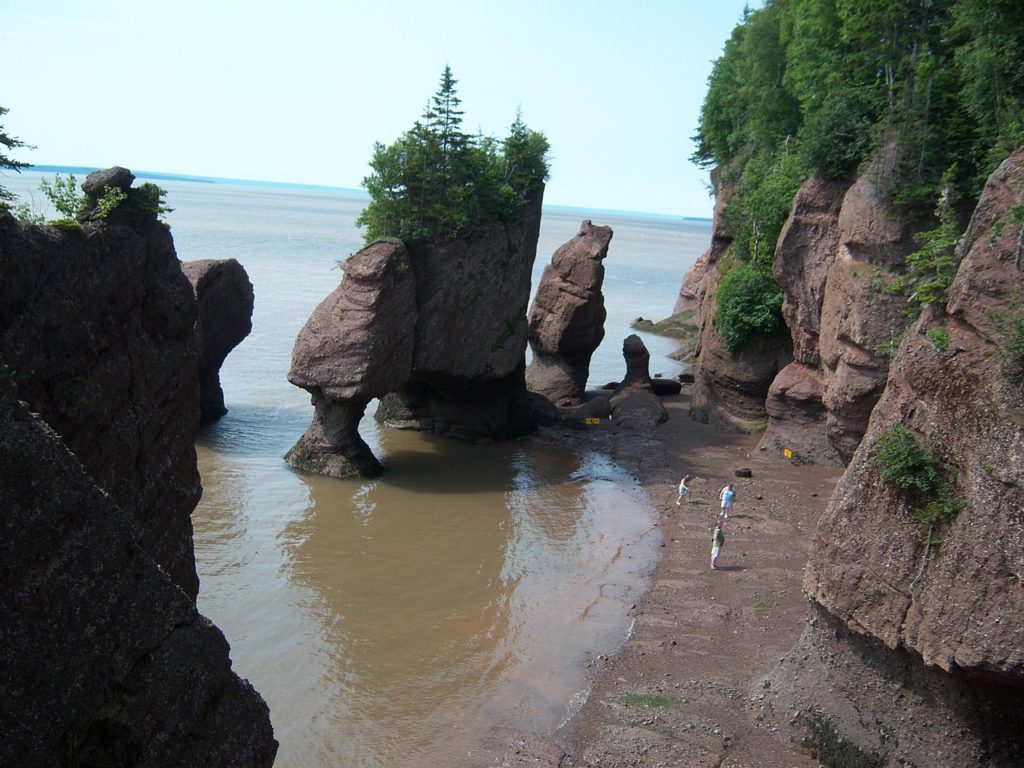 The impressive Hopewell Rocks at low tide